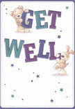 Upbeat and comforting, this get well card is alive with playful optimism-a quality cherished in Plaistow's welcoming community. The illustration features a teddy bear and a joyful puppy who seem to spring right out of the card, each lovingly supporting the exuberant letters spelling 'Get Well.' Indigo and teal hues dance across the letters, their vibrancy amplified by the card's velvety-soft, cream-toned background, recalling the gentle brightness found after a Plaistow rainshower. Scattered stars of blue and purple glimmer above, adding a touch of wonder and the promise of healing, much like the surprise of wildflowers blooming along Barking Road. The illustrations are full of life-the bear's fluffy fur and the puppy's velvety ears rendered with such tactile care they evoke the feeling of a freshly arranged, comforting bouquet. The card communicates more than just a wish; it's an emotional salve, expertly designed for moments when someone needs genuine kindness and warmth. Sent with a bouquet from a local Plaistow florist, the card effortlessly conveys heartfelt support, making each brushstroke, hue, and starburst a gentle step toward brighter, healthier days in the heart of East London.